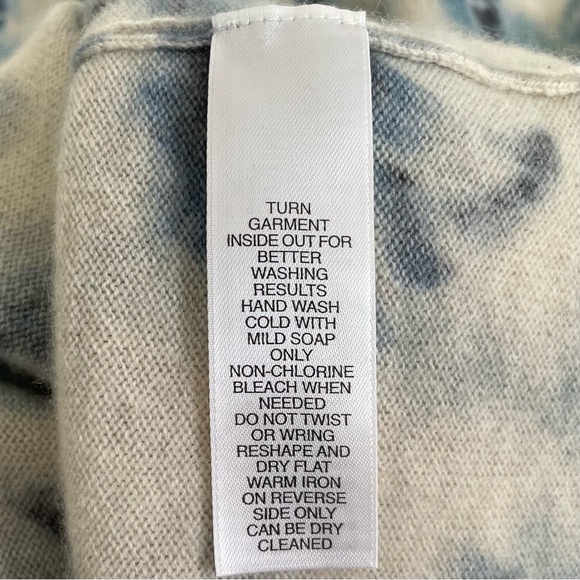 Anne Klein 100% Pure Cashmere 2pc Sweater Set Blue Floral 3/4 Sleeves Size L - Picture 15 of 17